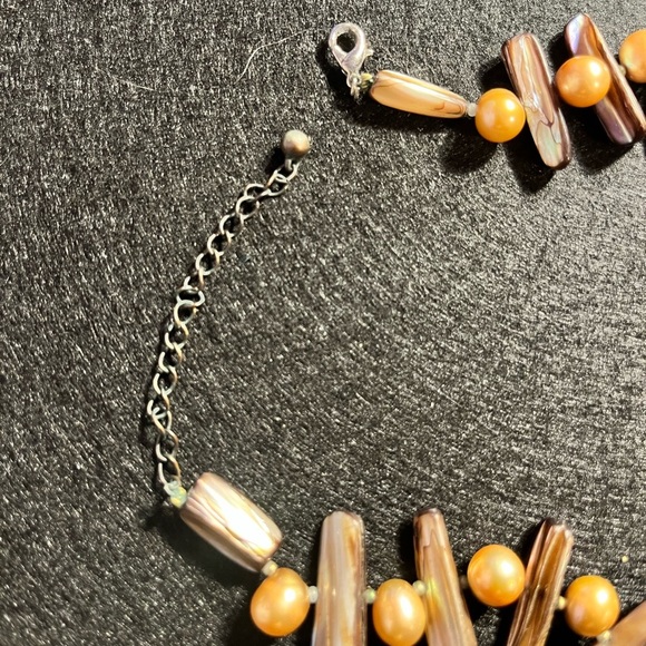 Unique Beaded Necklace with Orange and Brown Accents - Picture 2 of 2